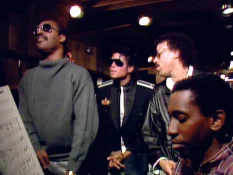 Michael Jackson, Stevie Wonder and Lionel Richie during We are the world recording